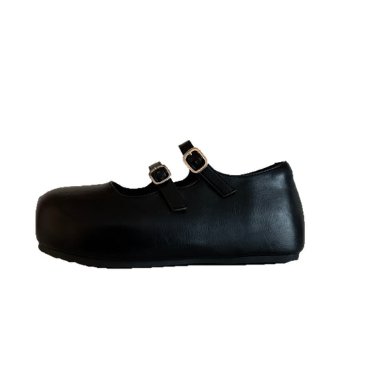 Damen Komfortable Ballerinas mit doppeltem Riemen und strapazierfähiger Sohle EB