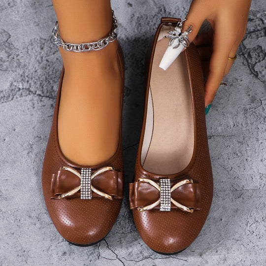 Damen Elegante und bequeme Ballerinas mit Schleifenapplikation EB