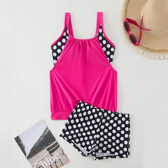 Damen Sportlicher Tankini mit Polka-Dot-Design EB