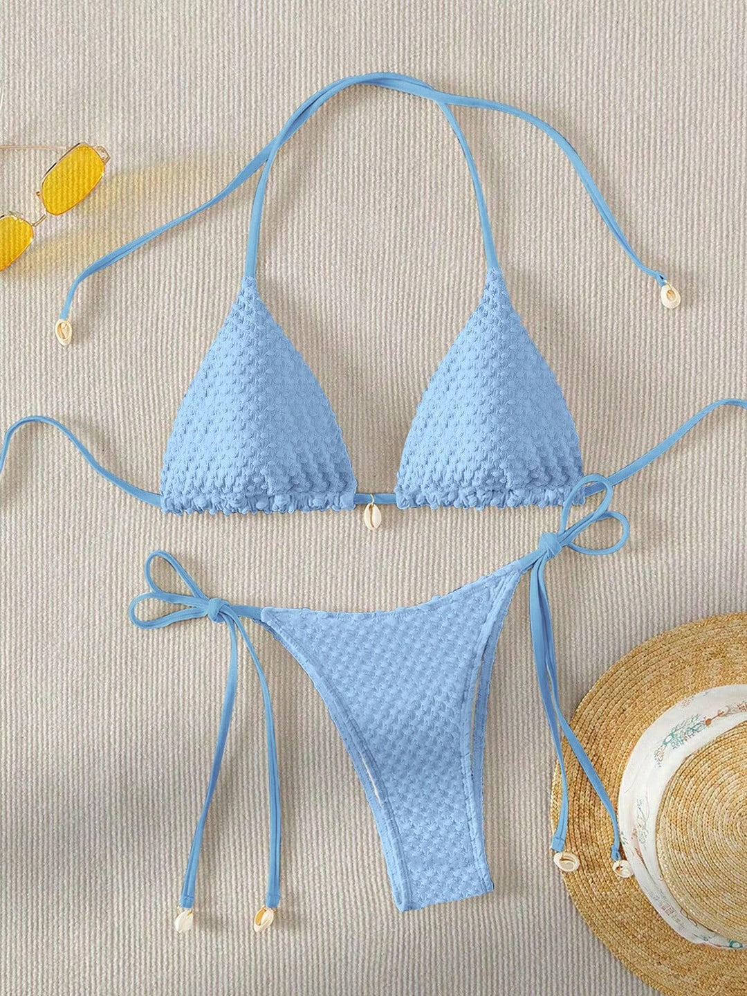 Damen Triangle-Bikini mit strukturiertem Material und zarten Bindebändern EB