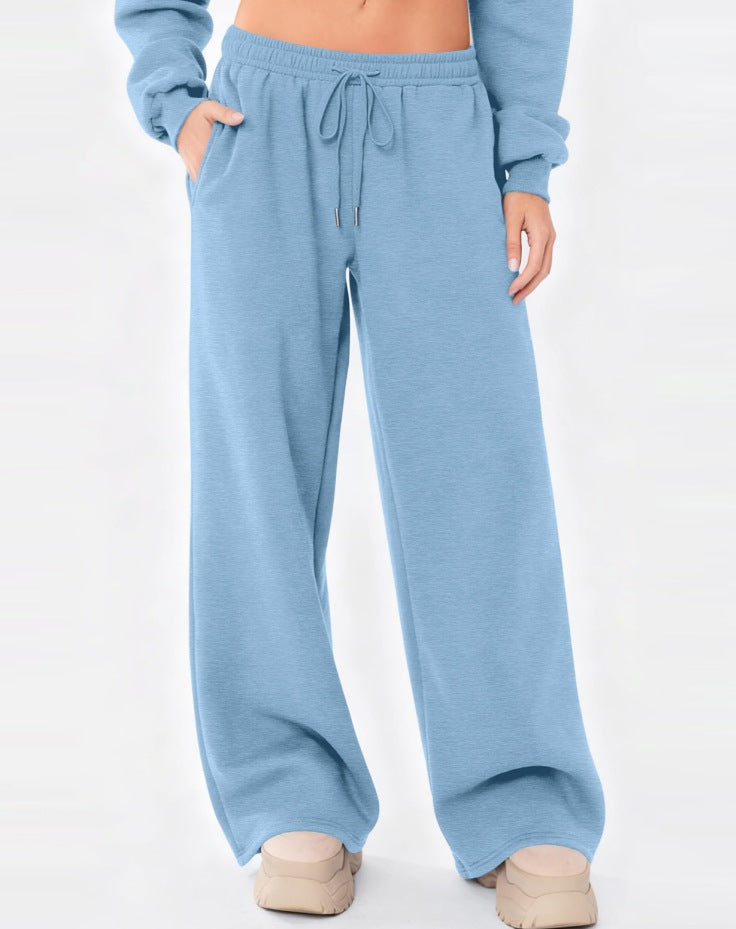 Damen nan weite Loungehose mit hohem Komfortbund, elastischem Tunnelzug und seitlichen Eingrifftaschen EB