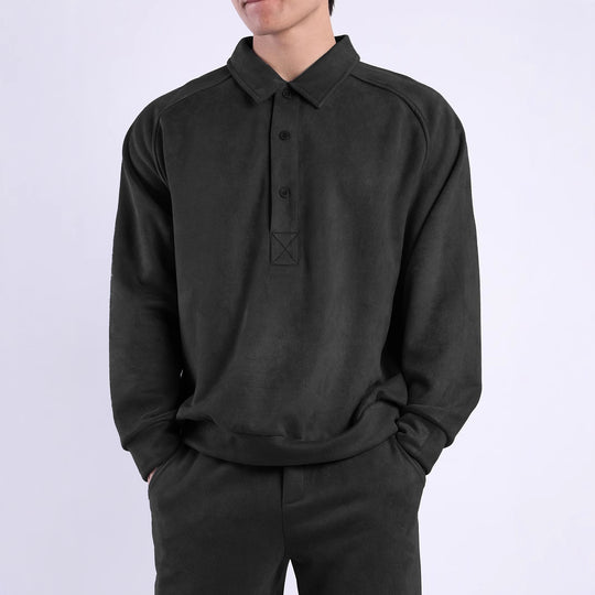 Damen Sportliches Langarm-Polooberteil mit lässigem Kragen und Knopfdetails EB