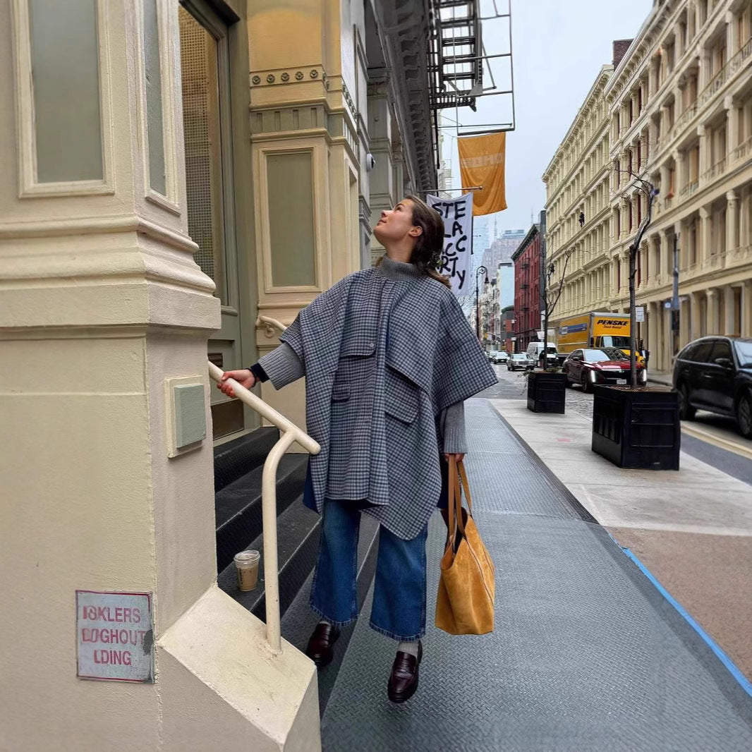 Damen modische Überwurfjacke mit großzügigen Taschen und strukturiertem Design EB