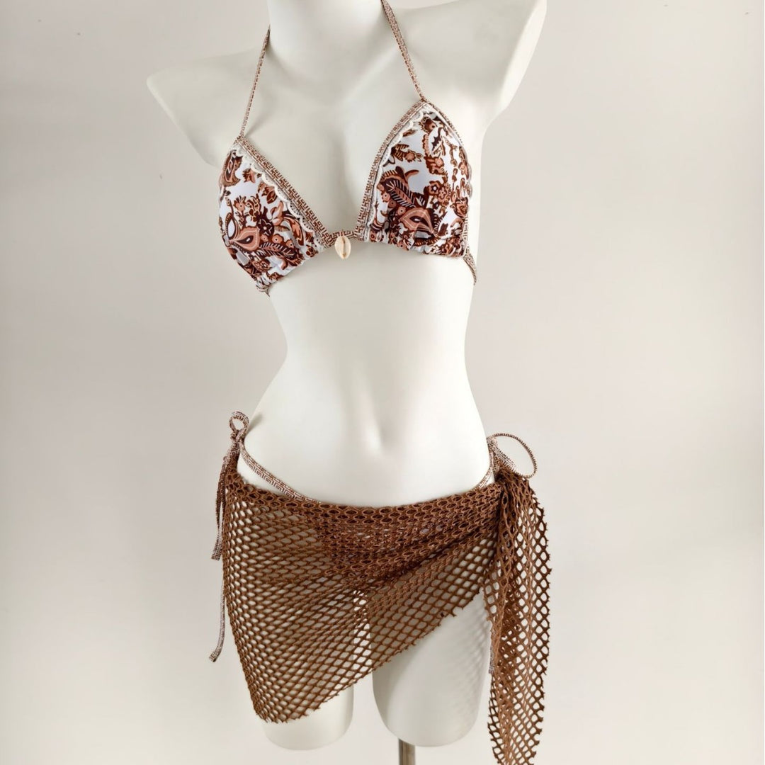 Damen Triangel-Bikini mit modischen Netzrock-Details EB