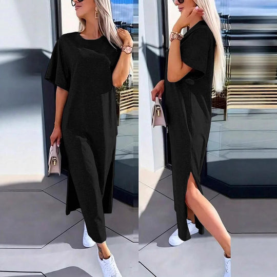 Damen Lässiges Maxikleid mit seitlichen Schlitzen und Oversize-Design EB