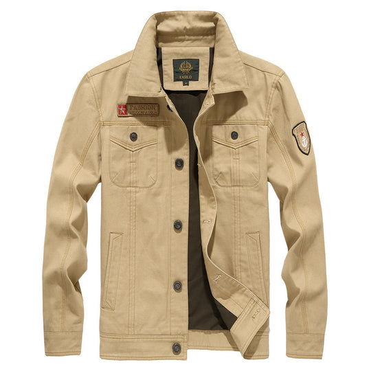 Herren Canvas-Utility-Jacke mit Brustpattentaschen und Badge-Applikationen EB