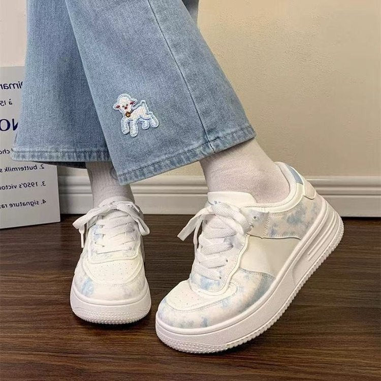 Damen Sneakers mit Wasserfarbigem Muster und dämpfendem Sohlenprofil EB