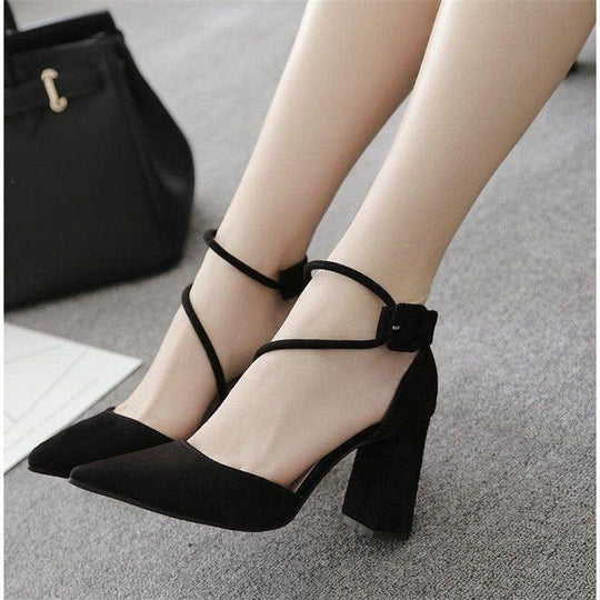 Damen elegante Ankle-High Pumps mit verstellbarem Riemchen EB