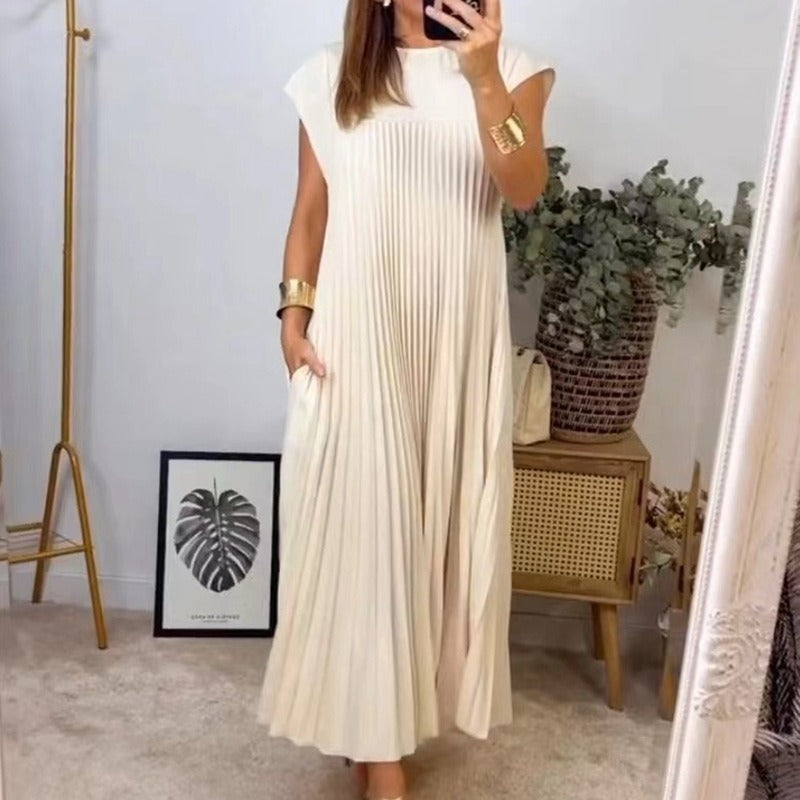 Damen Maxikleid mit plissiertem Design EB