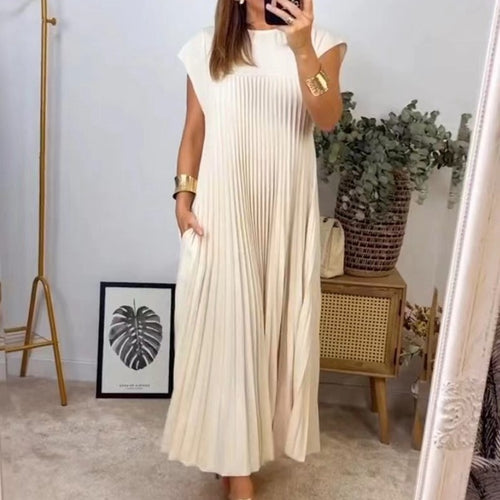 Damen Maxikleid mit plissiertem Design EB