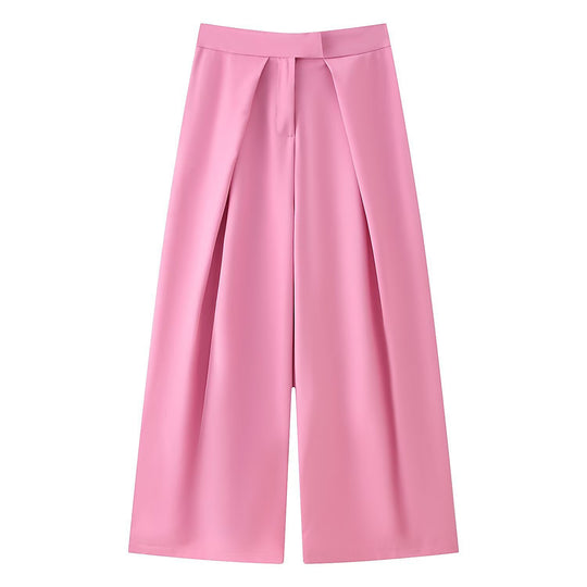 Damen weit geschnittene Culotte-Hose mit eleganten Falten und hohem Bund EB