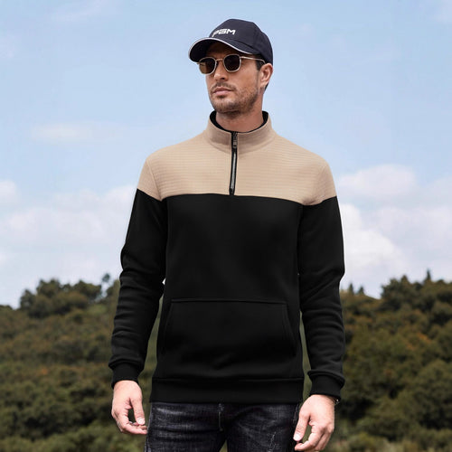 Herren funktionale Sweatjacke mit hochschließendem Kragen und praktischer Kängurutasche EB