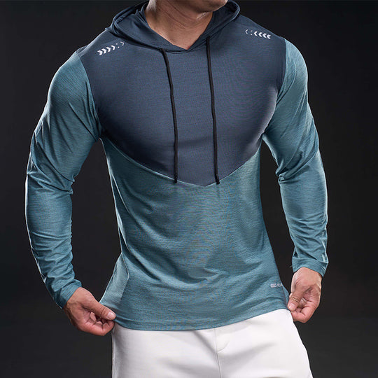 Herren Funktionelles Langarm-Hoodie für Training mit Stretch und Atmungsaktivität EB