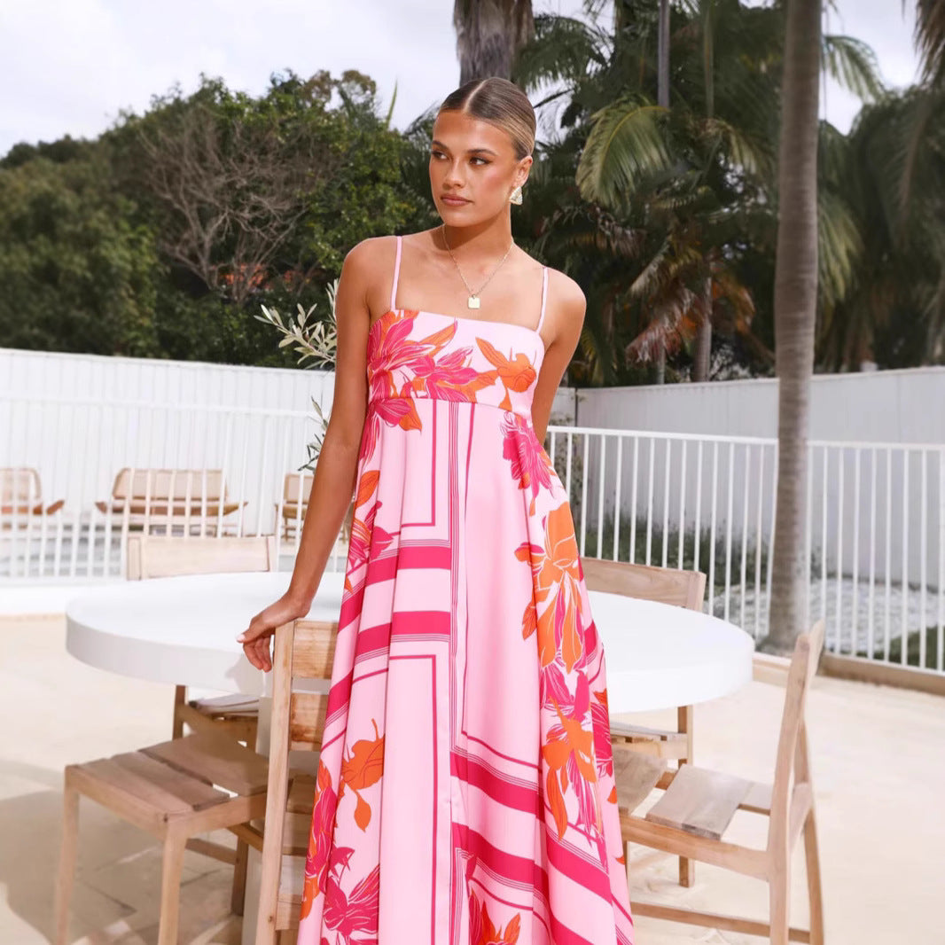 Damen Maxikleid mit floralem Motiv und fließendem Schnitt EB