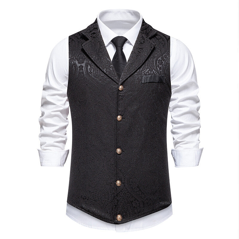 Herren elegante Anzugweste mit feinem Floral-Muster und hochwertiger Verarbeitung EB