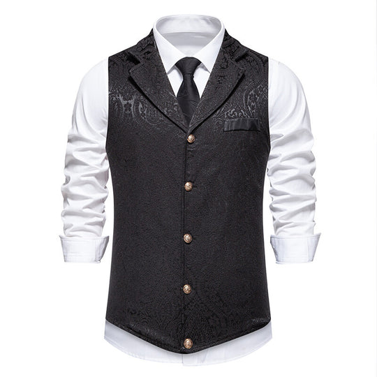 Herren elegante Anzugweste mit feinem Floral-Muster und hochwertiger Verarbeitung EB