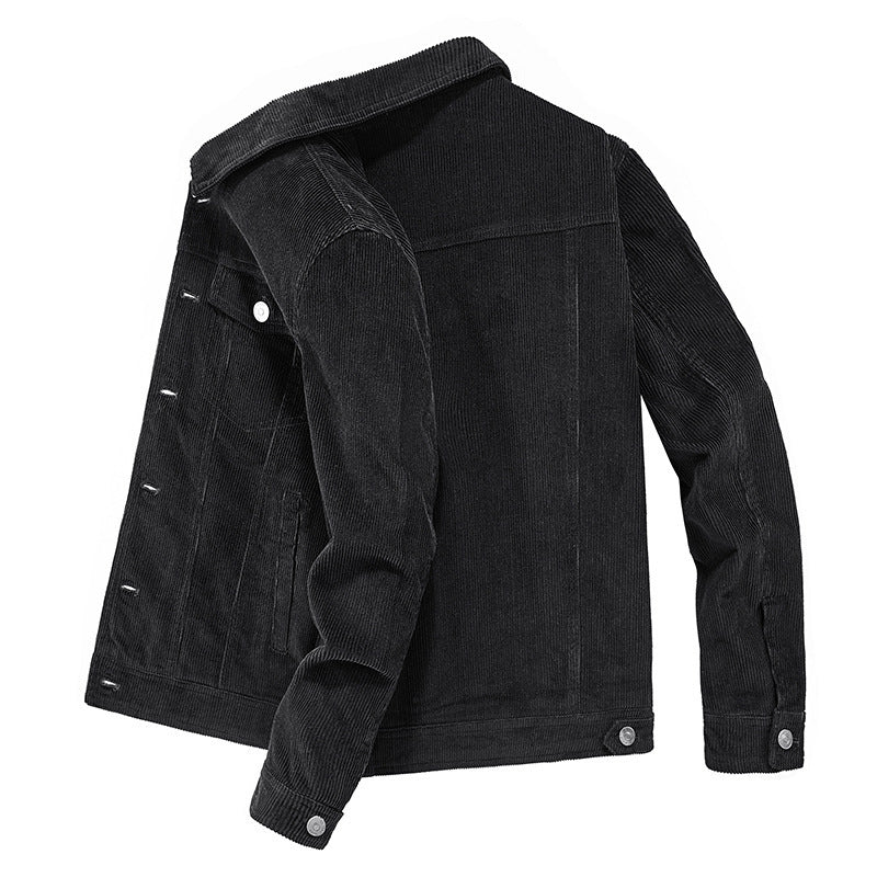 Herren Feincord-Workerjacke im Trucker-Schnitt mit verdeckter Knopfleiste EB