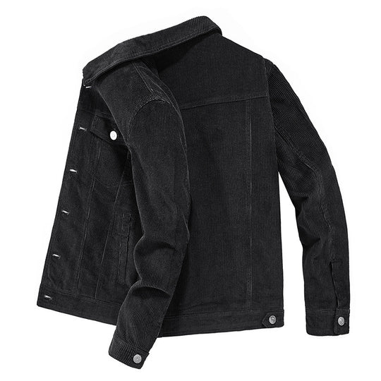 Herren Feincord-Workerjacke im Trucker-Schnitt mit verdeckter Knopfleiste EB