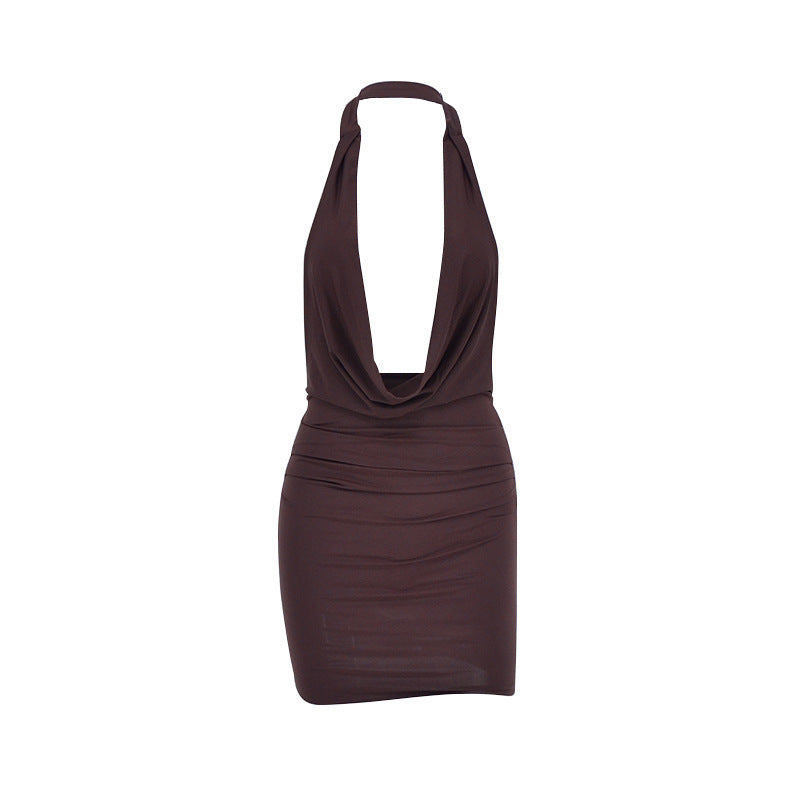 Damen Neckholder Minikleid mit verführerischem Ausschnitt und raffinierten Drapierungen EB