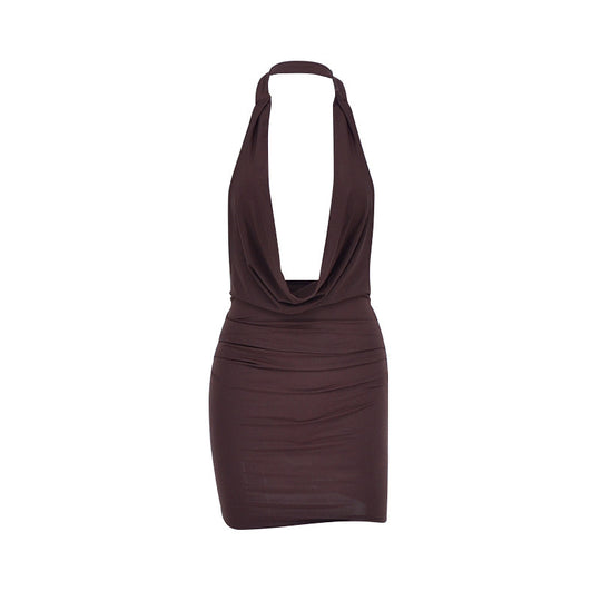 Damen Neckholder Minikleid mit verführerischem Ausschnitt und raffinierten Drapierungen EB