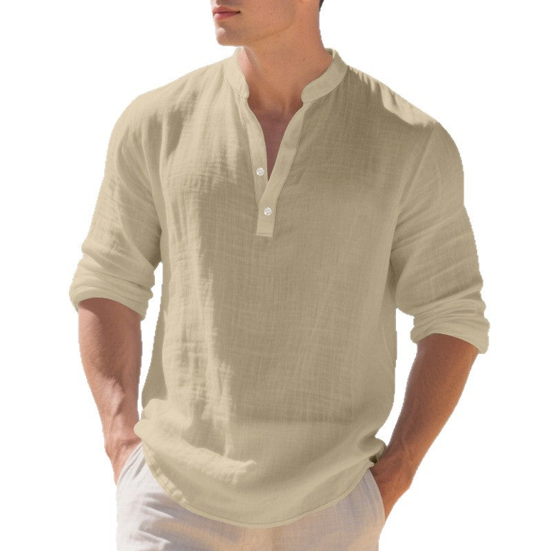 Herren Langarm-Henley-Shirt mit bequemen Knöpfen und lässigem Schnitt EB