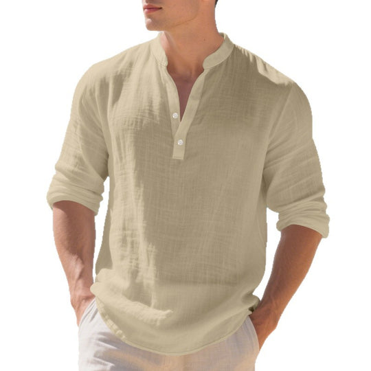 Herren Langarm-Henley-Shirt mit bequemen Knöpfen und lässigem Schnitt EB