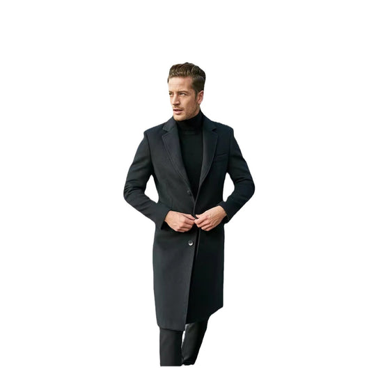 Herren eleganter lange Wool Blend Mantel EB