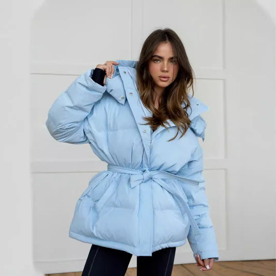 Damen Wattierte Jacke mit Kapuze und seitlichen Taschen EB