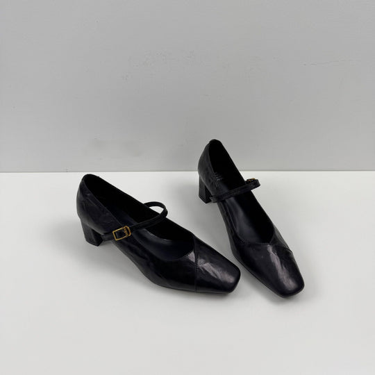 Damen Elegante Slingback-Pumps aus hochwertigem Leder mit komfortablem Blockabsatz EB