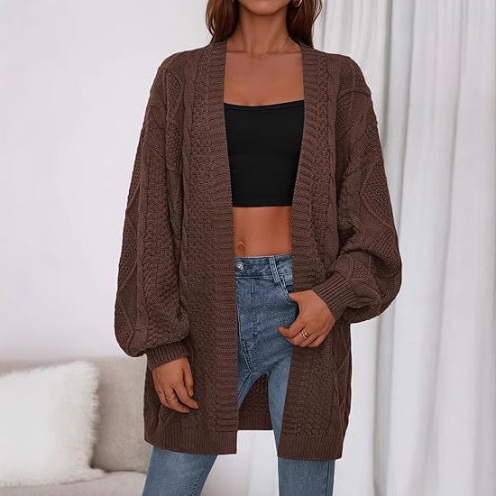 Damen Großer, gestrickter Cardigan EB
