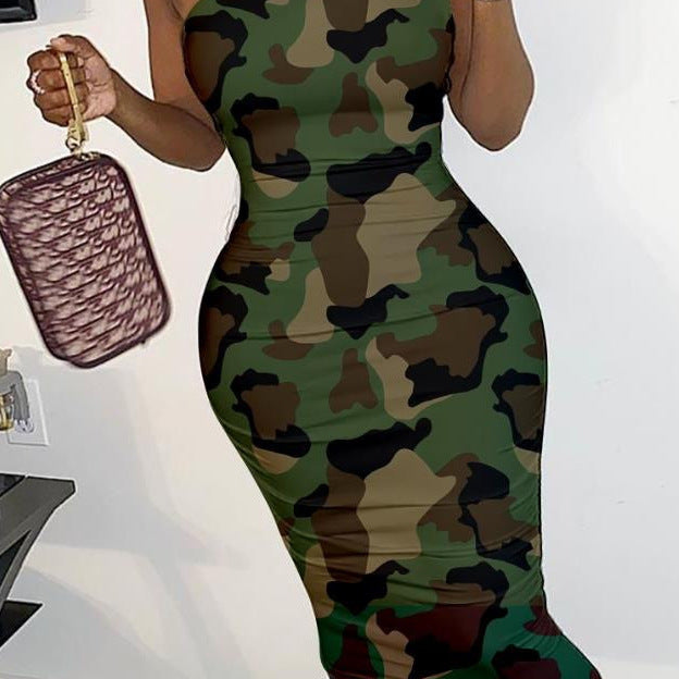 Damen Figurumspielendes Kleid mit eindrucksvollem Grafikmuster und asymmetrischem Schnitt EB