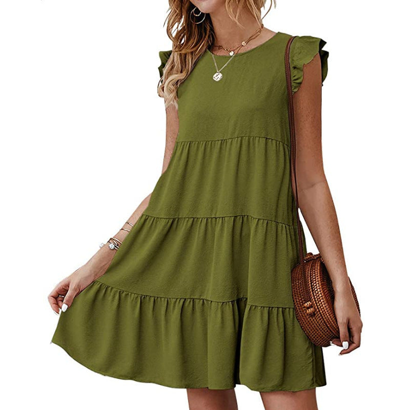 Damen Sommerkleid mit Rüschendetails und lässigem Schnitt EB