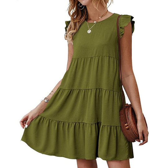 Damen Sommerkleid mit Rüschendetails und lässigem Schnitt EB