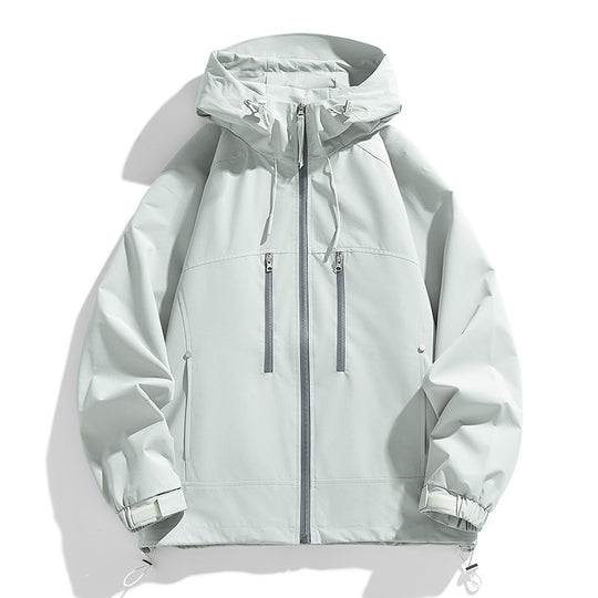 Unisex leichte winddichte Softshell-Kapuzenjacke mit verschweißten Nähten, verlängerter Rückenpartie und verstellbarem Saum EB