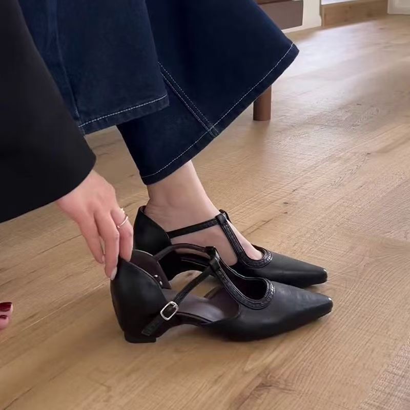 Damen elegante spitze Mary Jane Schuhe mit Riemen EB