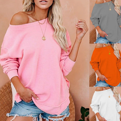 Damen Oversized Sweatshirt mit Schulterdesign EB
