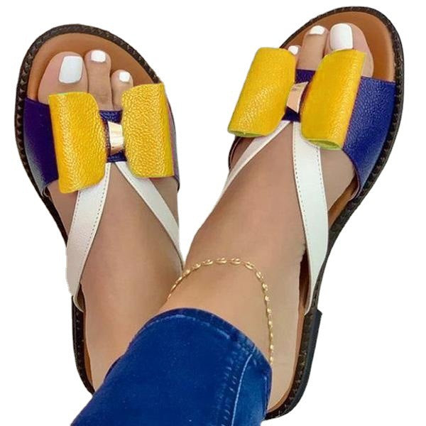 Damen bequeme und elegante Riemensandaletten mit raffiniertem Schleifen-Detail EB