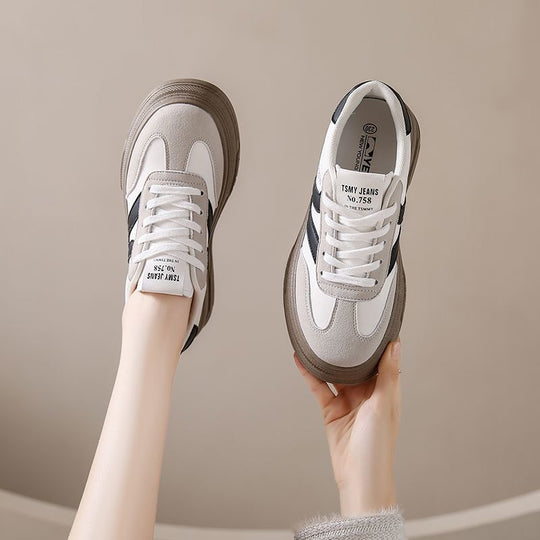 Damen Modische Plattform Sneakers mit dicker Sohle und atmungsaktiver Obermaterialstruktur EB