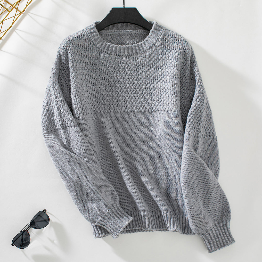 Damen modischer Strickpullover mit strukturiertem Design und lässigem Schnitt EB