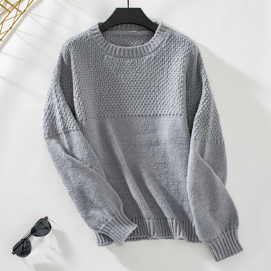 Damen modischer Strickpullover mit strukturiertem Design und lässigem Schnitt EB