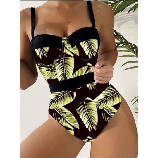 Damen Einteiler Badeanzug mit floralem Design und eleganter Silhouette EB