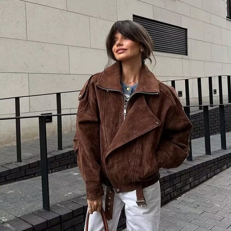 Damen lässige Oversize-Jacke aus hochwertigem Material EB
