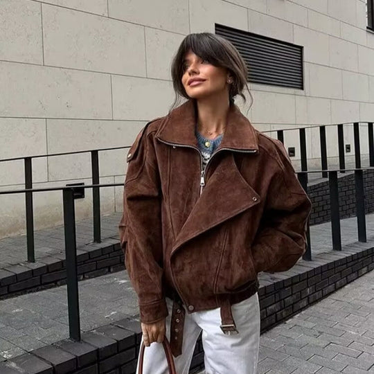 Damen lässige Oversize-Jacke aus hochwertigem Material EB