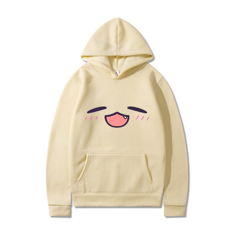 Damen Kapuzenpullover mit fröhlichem Cartoon-Gesicht und bequemer Passform EB