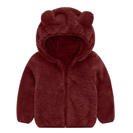 Damen Fleecejacke mit niedlichem Bärenohren-Design EB