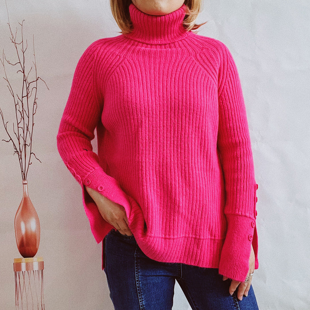 Damen Ribbed Rollkragenpullover mit elegantem Schnitt EB