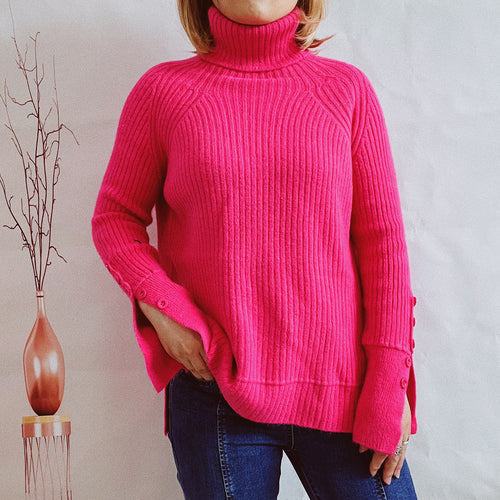 Damen Ribbed Rollkragenpullover mit elegantem Schnitt EB