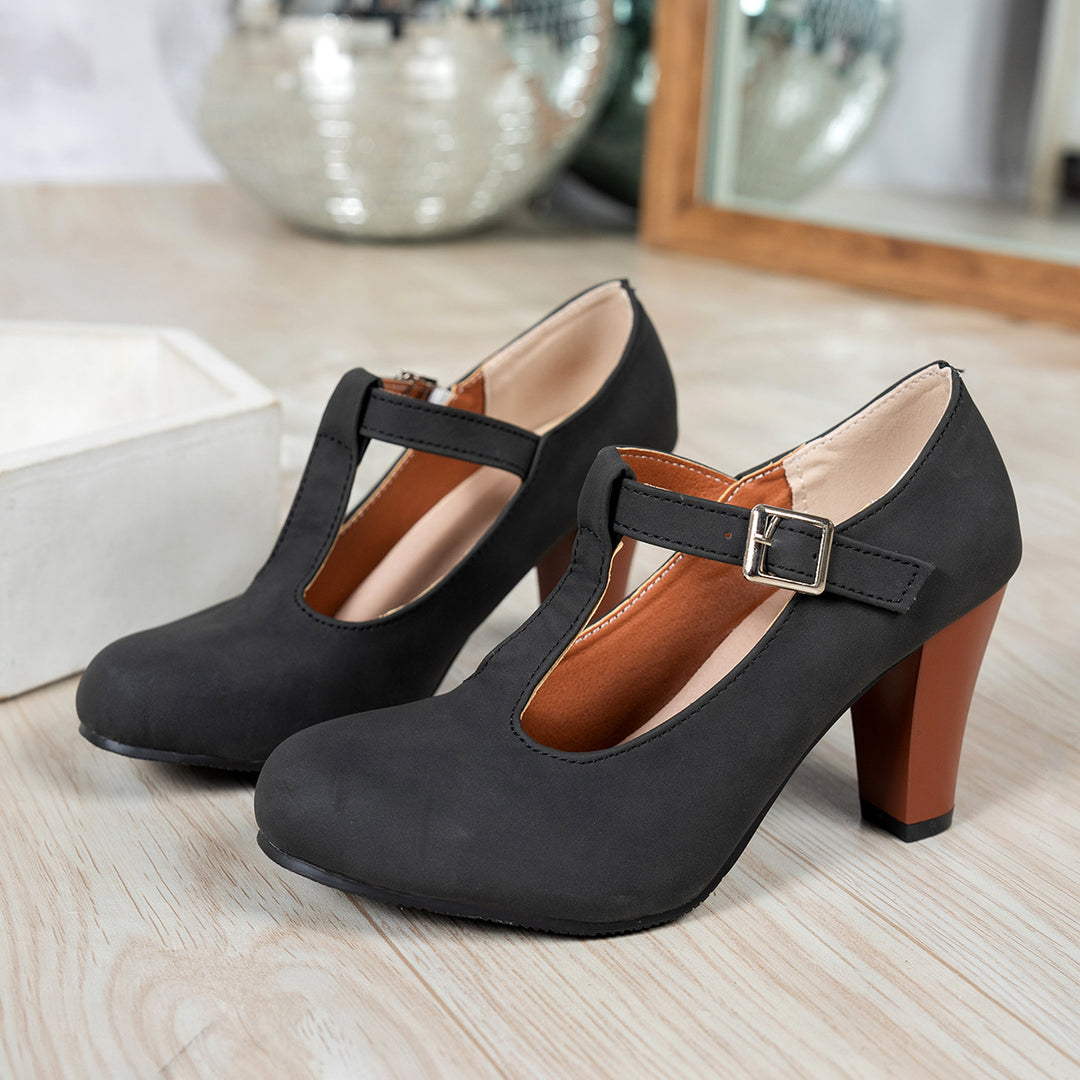Damen elegante T-Strap Absatzschuhe EB