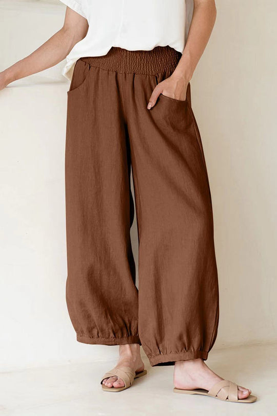 Damen weite Hose mit elastischem Bund und praktischen Seitentaschen EB