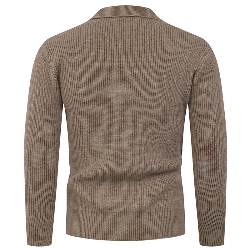 Herren Strickpullover mit modernem Polokragen und funktionalem Knopfverschluss EB
